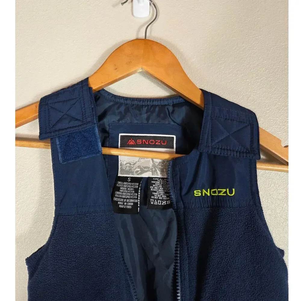 Snozu Boy's Navy Blue Snow Ski Bibs Size 5 Outdoors